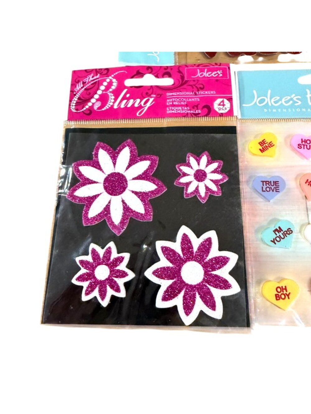 Jolees 3D Valentines Day Stickers Lot Flowers Strawberries Conversation Hearts - Picture 4 of 5